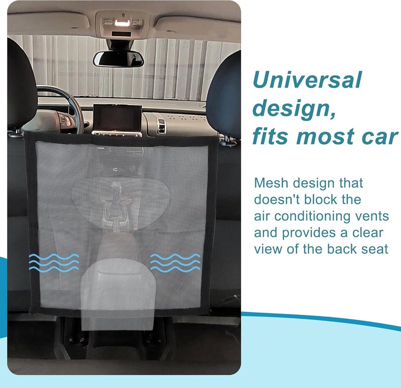 GLIDESMOOTH Dog Car Net Barrier, with Adjustable Rope and Hook, Pet Barrier Backseat Dog Car Net, for SUV Pickup, Dog Car Net Barrier, Black, 20.87"x20.87" - Image 5